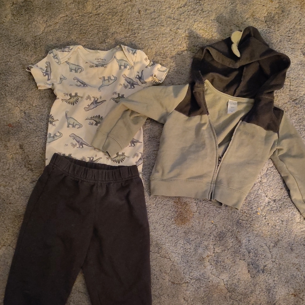 Carter's Dark Color Dinosaur Baby Outfit 24 Mos.